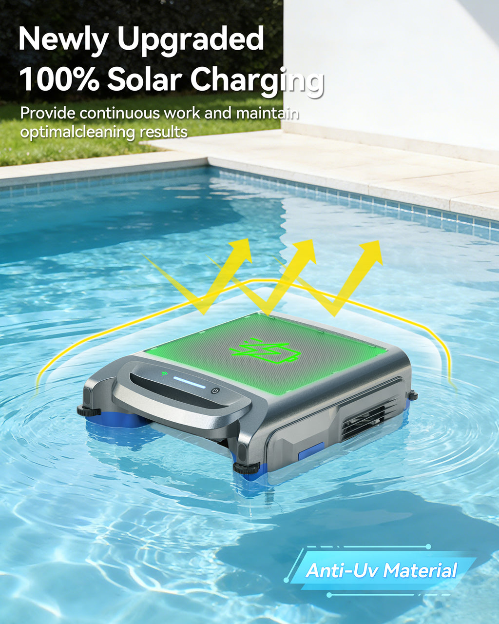 Poofata 2026 New V1T Solar Pool Skimmer, Robotic Pool Surface Skimmer Cleaner with App Control -24/7 Continuous Cleaning Smart Obstacle Avoidance Dual Charging Options Ideal for Above Ground Pool