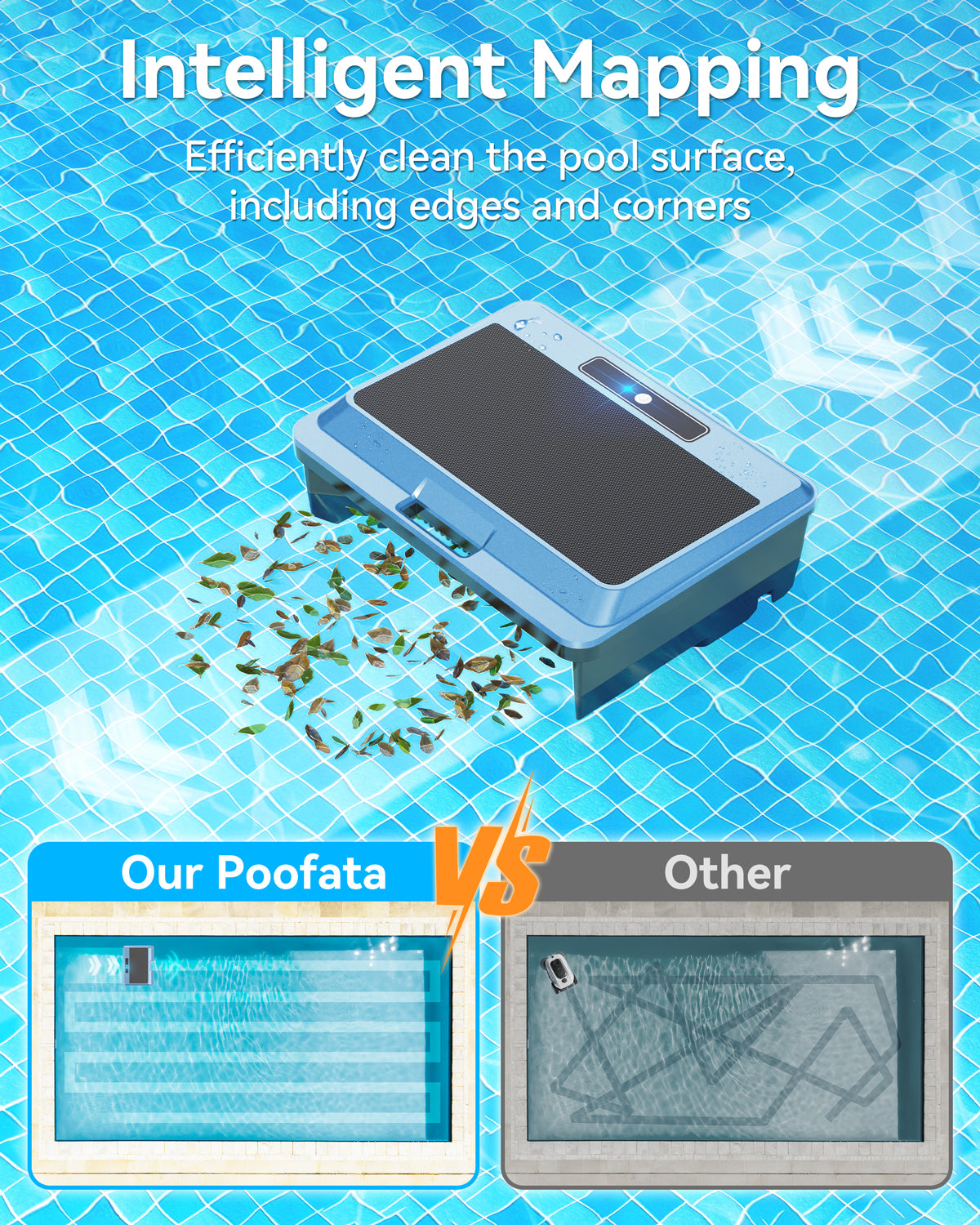 Poofata F1T Solar Powered Robotic Pool Skimmer Surface Cleaner with APP Support Dual Charging Options Smart Obstacle Avoidance 24/7 Continuous Cleaning Ideal for Above Ground Pool