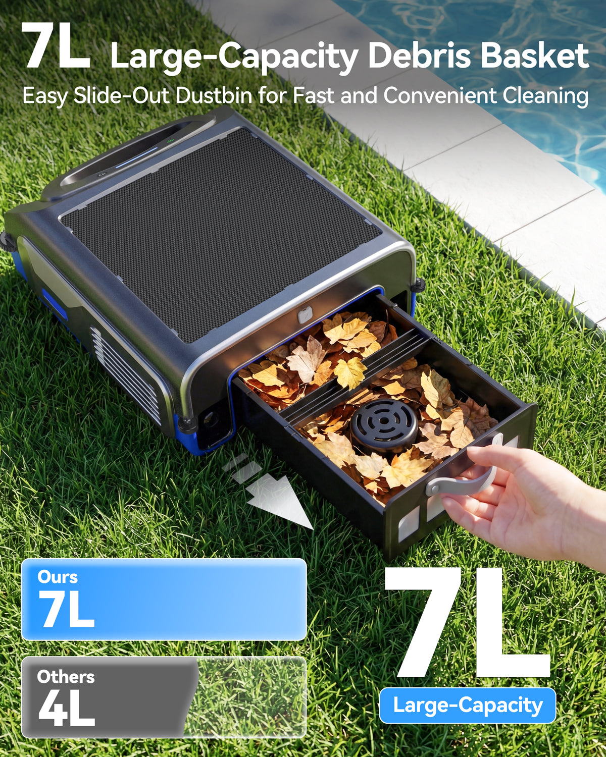 Poofata 2026 New V1T Solar Pool Skimmer, Robotic Pool Surface Skimmer Cleaner with App Control -24/7 Continuous Cleaning Smart Obstacle Avoidance Dual Charging Options Ideal for Above Ground Pool